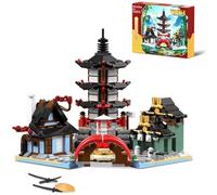 QLT QIAOLETONG Kit Tempio MOC, Tempio di Guerriero Ninja, Pagoda Samurai, Ponte e Casa, compatibile con Lego (692 pezzi)