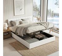 QLTXYHML Letto 140 x 190 con rete, cassaforte, testiera regolabile con porte USB-C/A, con rete a doghe e telaio letto imbottito in velluto(crema, 140 x 190 cm)