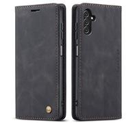 QLTYPRI Case for Samsung Galaxy A13 5G, Vintage PU Leather Wallet Case Card Slot Kickstand Magnetic Closure Shockproof Flip Folio Case Cover for Samsung Galaxy A13 5G - Black