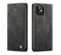 QLTYPRI Compatible with iPhone 12 Case and iPhone 12 Pro Case, Vintage PU Leather Wallet Case Card Slot Kickstand Magnetic Flip Folio Book Phone Cover - Black