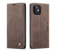 QLTYPRI Compatible with iPhone 12/iPhone 12 Pro Case, Vintage PU Leather Wallet Case Card Slot Kickstand Magnetic Flip Folio Book Phone Cover - Coffee Brown