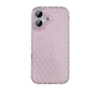 QLTYPRI for iPhone 16 Plus Case, Cute Polka Dot Pattern Aesthetic Phone Case, Raised Camera Protection Durable TPU Slim Shockproof Protective Phone Cover for Girls Women - Clear Pink