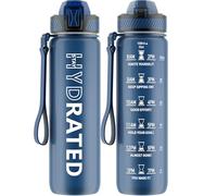 QLUR Borraccia 1 Litro, Borraccia Sportiva con Cannuccia e Orari per Bere, 1L Borraccia Palestra Motivazionale, senza BPA, Borracce a Prova Di Perdite per Palestra, Scuola, Yoga