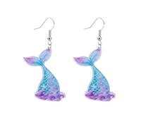QLUYCKW Dream Ocean, orecchini pendenti in acrilico con conchiglie marine blu, divertenti a forma di sirena, gioielli per donne e ragazze, animali dell'oceano, regali estivi, Acrilico, Nessuna pietra