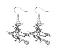 QLUYCKW Gioielli in argento di Halloween per donne e uomini argento ragno pipistrello strega gatto corvo zucca teschio scheletro mano orecchini a goccia design gotico punk anime hip hop spaventoso