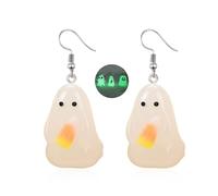 QLUYCKW Orecchini fantasma di Halloween per le donne zucca mais teschio piccolo bagliore nel buio spettrale fascino orecchini gotici spaventosi festa Halloween gioielli a tema, Resina, Nessuna pietra