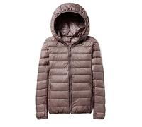 QLXYYFC Piumino Leggero con Cappuccio a Maniche Lunghe da Donna, Perfetto per Viaggi e Spostamenti (Disponibile in Taglia Plus) (Color : Brown, Size : L)