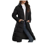 QLXYYFC Piumino Lungo da Donna, Giacca Invernale Semplice, Calda con Cappuccio, Giacca di Transizione Parka Adatta Per La Stagione Fredda (Color : Nero, Size : M)