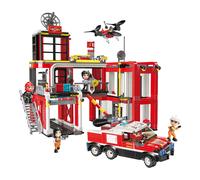 Qman MineCity centro dei vigili del fuoco - set di costruzione per bambini