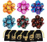 QMAY Dadi da gioco, 42 Pezzi Dadi Poliedrici da Gioco Doppio-Colore per RPG Dungeons e Dragons Pathfinder, 6 Set di DND MTG RPG d20, d12, 2 d10 (00-90 e 0-9), d8, d6 e d4