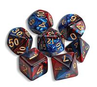 QMAY DND Dadi - Set di Dadi Poliedrici - 7 Pezzi per Dungeon and Dragons MTG RPG D&D D20, D12, D10, D%, D8, D6, D4 (Blu Misto Rosso)