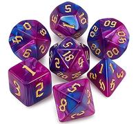 QMAY DND Dice Polyhedral Dice Set - 7 pezzi per Dungeon and Dragons MTG RPG D&D D20, D12, D10, D%, D8, D6, D4 (blu con viola)