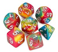 QMAY DND Dice Polyhedral Dice Set - 7 pezzi per Dungeon and Dragons MTG RPG D&D D20, D12, D10, D%, D8, D6, D4 (colori arcobaleno)