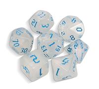 QMAY DND Dice Polyhedral Dice Set - 7 pezzi per Dungeon and Dragons MTG RPG D&D D20, D12, D10, D%, D8, D6, D4 (bianco traslucido + glitter)