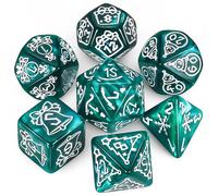 QMAY DND Dice Polyhedral Dice Set - 7 pezzi per Dungeon and Dragons MTG RPG D&D D20, D12, D10, D%, D8, D6, D4 (Natale verde)