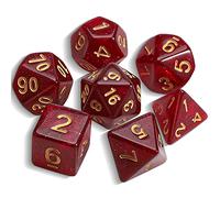 QMAY DND Dice Polyhedral Dice Set - 7 pezzi per Dungeon and Dragons MTG RPG D&D D20, D12, D10, D%, D8, D6, D4 (rosso + glitter)