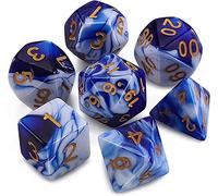 QMAY DND Dice Polyhedral Dice Set - 7 pezzi per Dungeon and Dragons MTG RPG D&D D20, D12, D10, D%, D8, D6, D4 (blu con bianco)