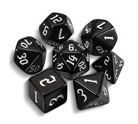 QMAY DND Dice Polyhedral Dice Set - 7 pezzi per Dungeon and Dragons MTG RPG D&D D20, D12, D10, D%, D8, D6, D4 (scritta nera + bianco)