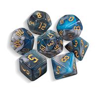 QMAY DND Dice Polyhedral Dice Set - 7 pezzi per Dungeon and Dragons MTG RPG D&D D20, D12, D10, D%, D8, D6, D4 (ciano con bianco con nero)
