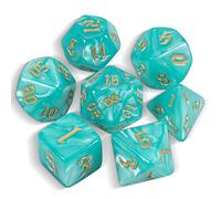 QMAY DND Dice Polyhedral Dice Set - 7 pezzi per Dungeon and Dragons MTG RPG D&D D20, D12, D10, D%, D8, D6, D4 (ciano)