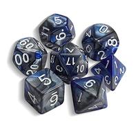 QMAY DND Dice - Set di 7 dadi poliedrici per Dungeon e Dragons MTG RPG D&D D20, D12, D10, D%, D8, D6, D4 (blu scuro e argento)