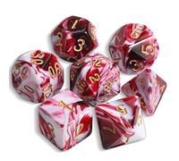 QMAY DND Dice - Set di 7 dadi poliedrici per Dungeon e Dragons MTG RPG D&D D20, D12, D10, D%, D8, D6, D4 (rosso misto bianco)