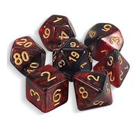 QMAY DND Dice - Set di 7 dadi poliedrici per Dungeon e Dragons MTG RPG D&D D20, D12, D10, D%, D8, D6, D4 (rosso e nero)