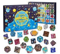 QMAY Mystery Dice, 24 dadi in polihedrale, stile casuale, per Dungeon and Dragons MTG Table Games RPG DND D20 D12 D10 D% D8 D6 D4