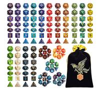 QMAY Set Dadi DND poliedrici da Gioco 140PCS, 20 Colori Doppio per Dungeon e Draghi Rpg da Tavolo MTG D4 D8 D10 D12 D20