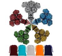 QMAY Set di dadi poliedrici con 5 sacchetti, per giochi da tavolo Dungeon and Dragons, MTG, giochi da tavolo RPG DND D4 D6 D8 D10 D10 D% D12 D20, DCIE05