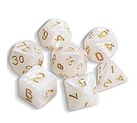 QMAY Set di dadi poliedrici DND - 7 pezzi per Dungeon and Dragons MTG RPG D&D D20, D12, D10, D%, D8, D6, D4 (bianco avorio)