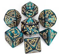 QMAY, Set di dadi poliedrici per Dungeon e Dragons MTG RPG D&D D20, D12, D10, D%, D8, D6, D4 (7 pezzi, Verde Halloween)
