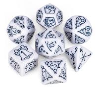 QMAY, Set di dadi poliedrici per Dungeon e Dragons MTG RPG D&D D20, D12, D10, D%, D8, D6, D4 (Bianco Natale)