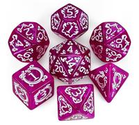 QMAY, Set di dadi poliedrici per Dungeon e Dragons MTG RPG D&D D20, D12, D10, D%, D8, D6, D4 (Motivo Drago Rosa) - 7 Pezzi