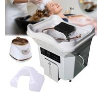QMBLSNSQ Lavatesta Portatile per Spa della Testa con Serbatoio Acque Usate, 60L, Inclusa Campana a Vapore, Nebulizzatore, Fototerapia, Ruote, per Salon e Casa (Bianco)