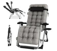 QMBLSNSQ Sdraio Relax Larga 770mm - Maxi Pieghevole 240kg Portata, Portabicchieri per Drink e Smartphone, Cuscino Ergonomico