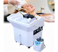 QMBLSQQ Attrezzatura per Head Spa con serbatoio acqua 60L, inclusa macchina per fumigazione e campana per vapore, lavatesta portatile per parrucchieri, Adatto per saloni di parrucchiere (Bianco).