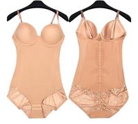 QMDSNFB Body Modellante 1 Pezzo Body da Donna Shapers for la Vita Intimo a Compressione Intimo Modellante in Pizzo e Ricamo Coppa Push Up Corpi Completi Pancia riduttiva Dimagrante(Nude,XL)