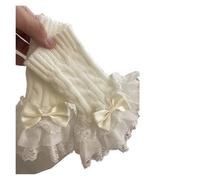 QMDSNFB Guanti in pizzo Lolita Lace Bowknot Gloves Y2K Fingerless Gothic Winter Warm Sunscreen Sleeve False Sleeve Gloves(White)