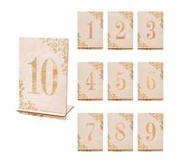 QMDSNFB Numeri Tavoli Ristorante 10 Numeri da 1 a 10 Numeri da Tavolo in Legno riutilizzabili con Supporto Base cartelli da Tavolo rustici