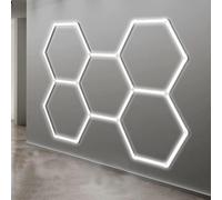 QmEna Plafoniera da Garage a LED Esagonale, luci da Negozio a LED a soffitto collegabili per Dettagli Auto Super Luminose 6500K, per seminterrato di Palestra di Officina di Magazzino 5-Hex