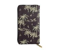 QmeNa Pochette lunga in pelle con palma con cerniera per appuntamenti, viaggi, shopping, regalo di San Valentino, Nero , Taglia unica