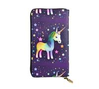 QmeNa Portafoglio a pochette lunga in pelle con stella di un cavallo con cerniera per appuntamenti regalo di viaggio shopping San Valentino, Nero , Taglia unica