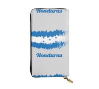 QmeNa Portafoglio lungo in pelle blu con bandiera dell"Honduras con cerniera per appuntamenti, viaggi, shopping, regalo di San Valentino, Nero , Taglia unica