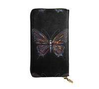 QmeNa Portafoglio lungo in pelle con farfalla misteriosa con cerniera per appuntamenti, viaggi, shopping, regalo di San Valentino, Nero , Taglia unica