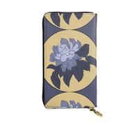 QmeNa Portafoglio lungo in pelle con fiore di peonia del fumetto con cerniera per appuntamenti regalo di viaggio shopping San Valentino, Nero , Taglia unica