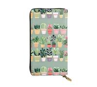 QmeNa Portafoglio lungo in pelle con pianta bonsai con cerniera per appuntamenti, viaggi, shopping, regalo di San Valentino, Nero , Taglia unica