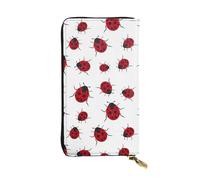 QmeNa Seven Star Ladybird Portafoglio lungo in pelle con cerniera per appuntamenti, viaggi, shopping, regalo di San Valentino, Nero , Taglia unica