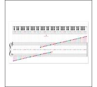 QMG Grafico per note di pianoforte a 88 tasti, laminato 29,2 x 15,2 cm, codificato a colori, note e grafico di riferimento del grande staff, guida all'apprendimento della teoria musicale per