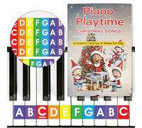 QMG Piano Playtime Natale Principiante Piano Libro per bambini e Rainbow Color Piano e Tastiera Adesivi